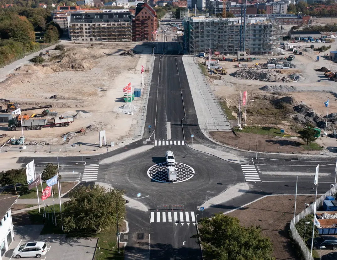 Rondellen på Öresundsvägen i den nya stadsdelen Västerbro.